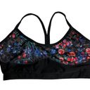 Gottex  Floral Sports Bra Size Medium Black Mesh Athletic Workout Gym Racerback Photo 0