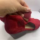 Eileen Fisher  open toe wedge sandals suede leather ankle strap red size 7.5M Red Photo 3