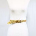 VINTAGE 90s Gold Metallic Woven Leather Belt Braided Y2K Retro Medium Large Photo 4