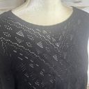 BCBGMAXAZRIA  Women's M L Drue Pointelle Sheer Lace Fringe Poncho Black Boho Goth Photo 6