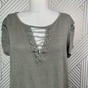 Generation Love  Linen Hugo Lace-Up T-Shirt Olive Green Size US Large Photo 2