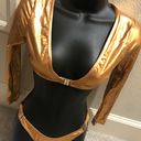 Poster Girl NEW Long Sleeve Metallic Gold Bikini Set Photo 3