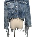 Thrill Jeans acid wash destroyed knotted fringe cropped denim jacket size M Size M Photo 0