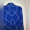 Max Studio  Blue Plaid Long Sleeve Rayon Button Up High-Low Shirt - Size S Photo 7