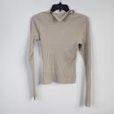 The Range  Stark Beige Waffle Knit Thermal Turtleneck Lightweight Fitted Sweater Photo 1