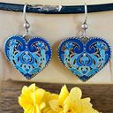 Brighton  Volare French Wire Heart Earrings Silver-Blue w/Swarovski Crystals EUC! Photo 1