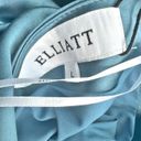 Elliatt | Cassini Cadet Blue Satin One Shoulder Midi Dress Rouched | Size Large Photo 4