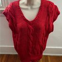 Vintage Carole Little red silk blend cable knit sweater vest, size M hand knit Size M Photo 0