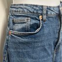 ZARA Light Wash High Rise Straight Leg Raw Hem Jeans Photo 3