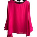 Kay Celine  Jessalyn Blouse Flounce Sleeve Casual Vacation Top Fuchsia, Size M Photo 4