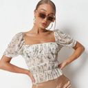 Missguided ✨ 
cream ruched front floral milkmaid top✨ Photo 3