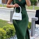 ZARA Draped Lingerie Style Emerald Forest Green Midi Dress  Photo 12