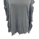 n:philanthropy n:Philanthrophy Gloria Long Sleeve Cutout Top Tee Shirt Black Size Medium Photo 3