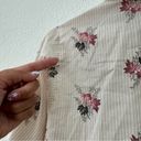 Vintage 70s Floral Button Up Shirt Long Sleeve Collar Cotton Size Small White Photo 5