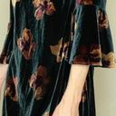 Tommy Hilfiger Black & Brown Floral Velvet Flare Sleeve Mini Dress Photo 3