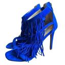 Steve Madden  Size 7.5M Fringly‎ Electric Blue Strappy Fringed High Heel Sandals Photo 0