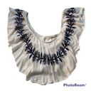 Vintage Havana Crop Top Vine Embroidered Ruffle White Women's Medium Boho Photo 3