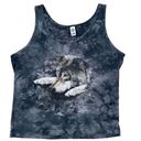 American Apparel VTG Y2K  Tie Dye Wolf Graphic Crop Tank Top Blue Gray Womens S* Photo 0