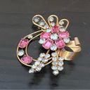 GF Vintage STAR-ART 1/20 12K  Art Deco Pink Flower Rhinestones Pendant Brooch Photo 5