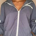 Brandy Melville JOHN GALT  BLUE WINDBREAKER WITH HOODIE AND WHITE ZIPPER O/S Photo 2