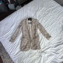 ZARA cream open front gold button tweed long sleeve blazer jacket XS Photo 7