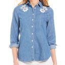 Draper James  Howdy Embroidered Chambray Button Down Photo 0