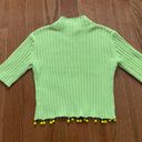 STAUD pistachio green ribbed cropped mock neck rocky sweater lemon beads Photo 2