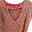 Pilcro  Anthropologie Linen Sweater Orange Marled Oversized V Back Tunic Small Photo 4