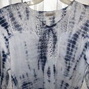 Dress Barn  Blue White Wash Tie Dye Quarter Sleeve Lightweight Blouse Casual XL Photo 2