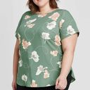 Ava & Viv Women’s New  green floral button back blouse top Photo 0