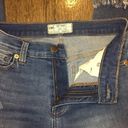 Free People  Great Heights Medium Wash Fray Distressed Skinny Jeans Size 24 Photo 4