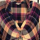 Pilcro  Anthropologie Ruched Deep V Plaid button down shirt sz Small Photo 1