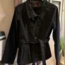 Womans Juniors NEU LOOK Black tie waist Pea coat jacket Coat Size XL extra large Photo 0