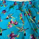 Hummingbird LA CERA  Flannel Cotton Pajamas Womens L Blue Buttons PJ Set Floral Photo 9