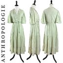 Anthropologie  Moon River Puff Sleeve Maxi Tiered Dress Mint Smocked Small Photo 8