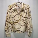 Carolina belle  Montreal Long Sleeve Satin V Neck Blouse Chain Print‎ Chic Size L Photo 0