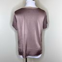 Edge S' Top SMALL Brown Satin Silky Crewneck Short Sleeve Staple Viscose Modern Photo 1