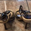 Y2K Carrini Wood With Metallic Straps Heel Size 6.5 Photo 3