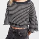 We The Free Free People ebony Tee peplum shirt top striped waffle knit oversized Large Photo 9