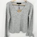 VERO MODA  Sweater Women Small NWT Light Grey Melange Simone Long Sleeve Ruffle Photo 0