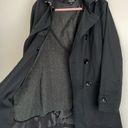 Saks Fifth Avenue Black Trench Coat with Removable Hood Size Medium Photo 4