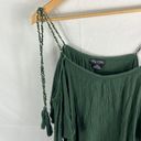 City Chic  Cold Shoulder Tassel Tie Crinkle Blouse - Green Size 16 Photo 1