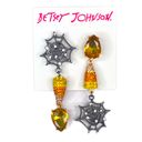 Betsey Johnson  Halloween Spiderweb and Candy Corn Mismatched Earrings Black Photo 4