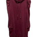 Doe & Rae  Puff Sleeve Sweatshirt Hoodie Dress Size Medium Burgundy Wine Photo 0