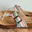 Arizona Jeans Arizona Jean Co French T-Strap Cork Bed Multicolor Striped Sandals 8 M AZ‎ Photo 0