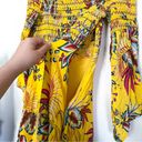 Farm Rio Dress Bria Smocked Mini Floral Off-Shoulder Yellow Multi XS EUC Photo 6