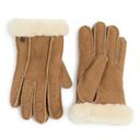 UGG  Womens M Perforated Genuine Shearling Suede Gloves in Chestnut NEW Photo 0