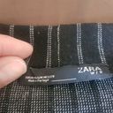 ZARA  Womens Dress Sz Medium Black Striped Faux Fur Trim Shift Night Out Festival Photo 8