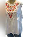 Time And Tru  Sleeveless Boho White Swiss Dot Embroidered Top Size Extra Large​​ Photo 8