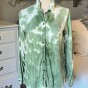 True Craft Blouse Green Tie Dye Long Sleeve Button Down Front Womens Small Worn Once Photo 2